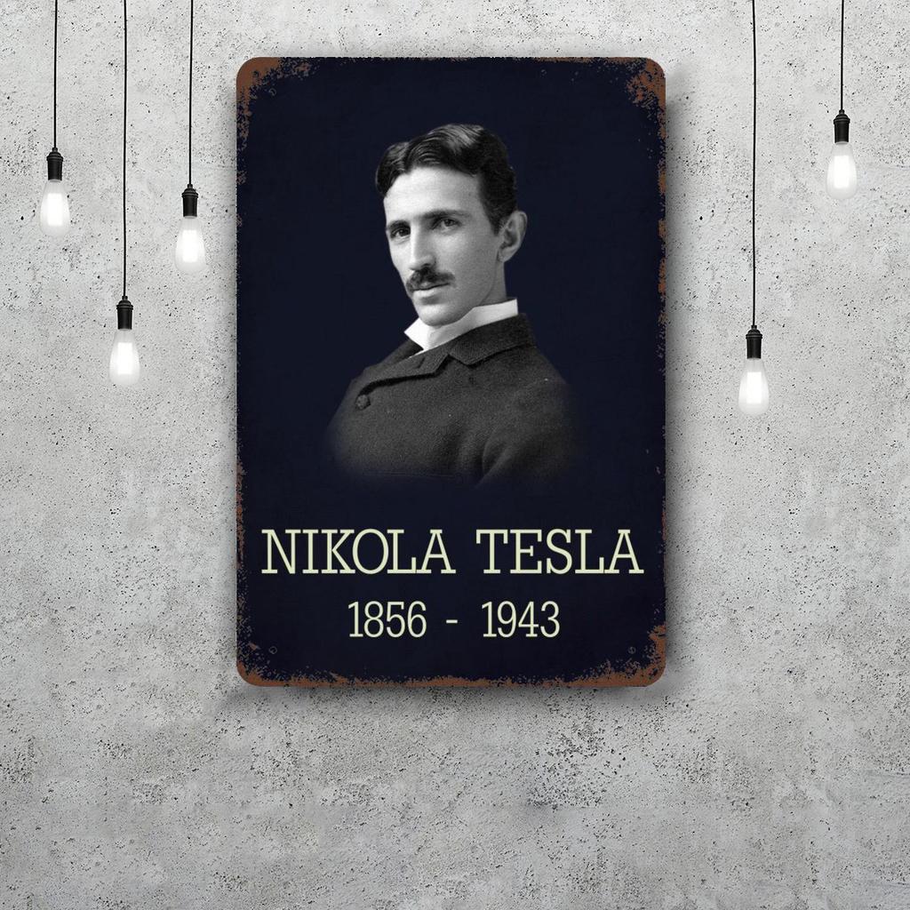 Nikola Tesla Vintage Tin Sign Home Decor Wall Decor Art Wall Mural Room Decoration Decor Retro Metal Sign Plate Bar Posters