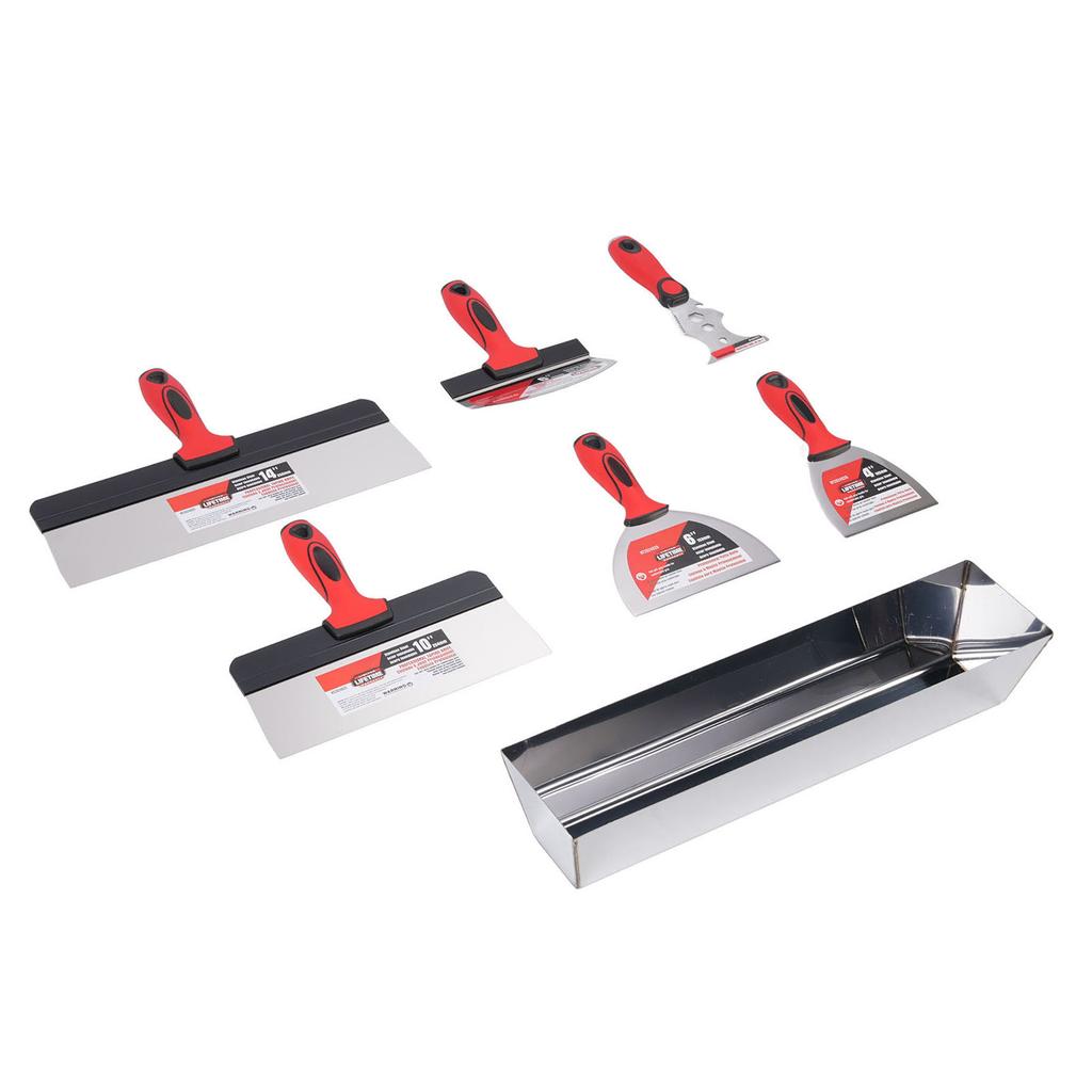 Kit Unelte de Mână pentru Gips-Carton Oțel Inoxidabil Spaclu Unelte pentru Aplicat Bandă Racletă pentru Vopsea Găleată 16 Inch Lopată pentru Găleată cu Noroi