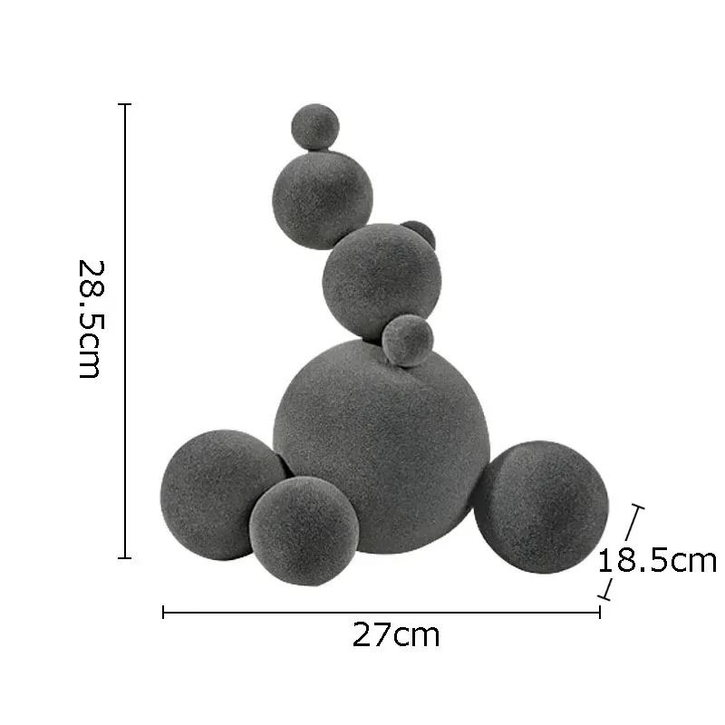 Nordic Modern Flocking Molecular Ball Sculpture Abstract Art Living Room TV Wine Cabinet Office Desktop Home Decoration Gifts