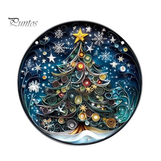 Decorative Accessory for Door Window Acrylic Christmas Hanging Pendant, Double-sided Stained Glass Style Ornament with Metal Unique Gift Friends