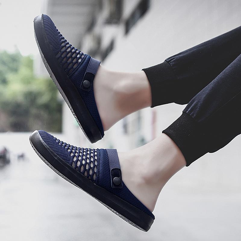 Men's Backless Walking Mule Summer Slip-on Closed Toe Loafer Casual Slide Slipper Traveltime Mule for Men