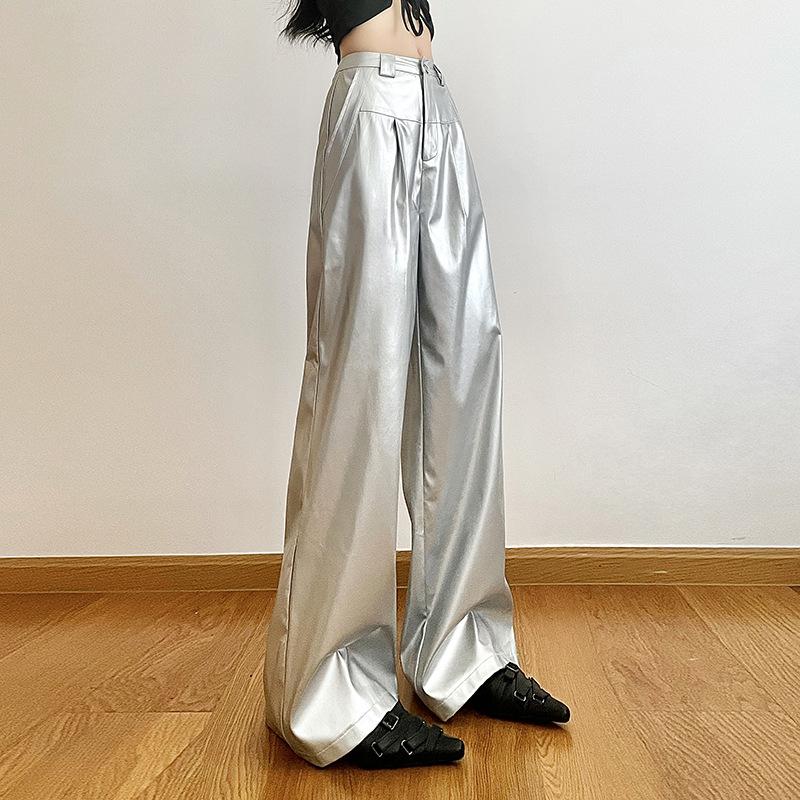 Sommer Neue Damen Einfarbig Locker Street Fashion Hohe Taille Lässig Gerade Weitbein Hose