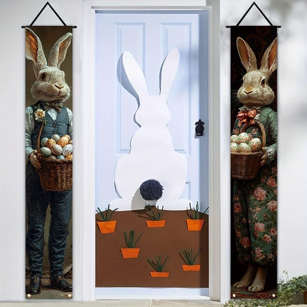 Polyester Happy Easter Couplet Vibrant Easter Door Decoration Easter Door Banners  Festive Home