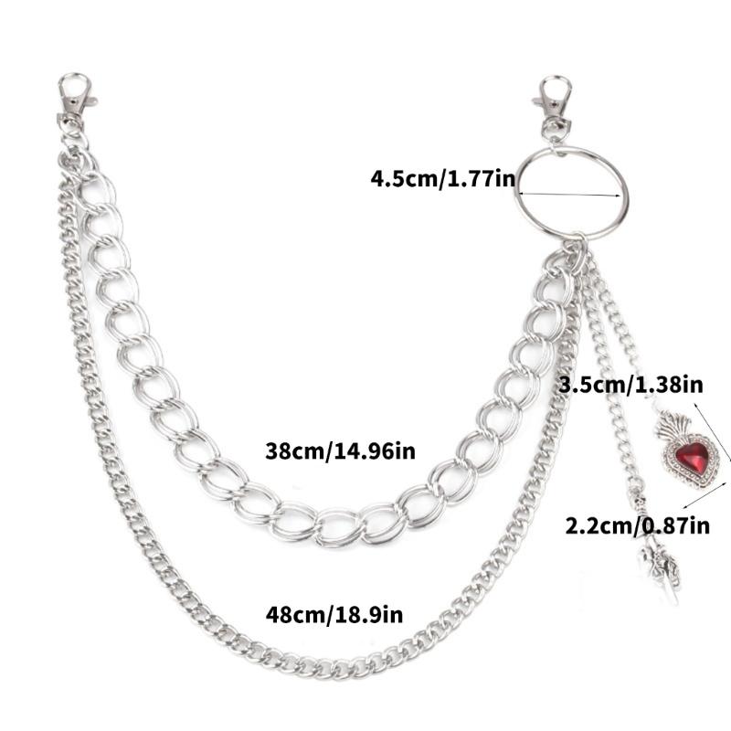 Heart Charm Jeans Chain for Women Men Decorative Waist Chain Wallet Chain Multilayer Metal Hiphop Chain for Street Wear