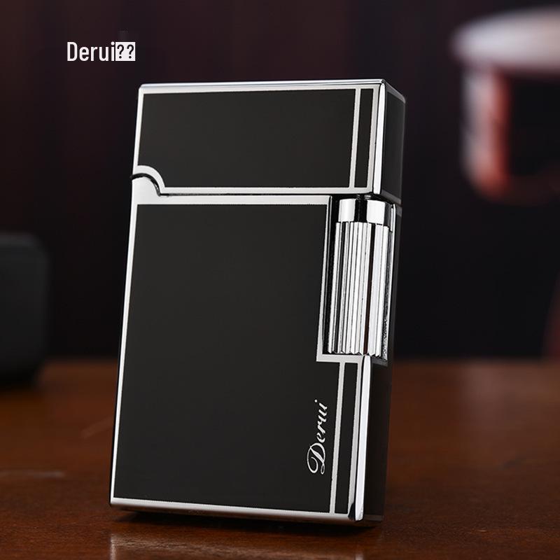 De Rui Creative Steel Shell Flint Lighter - Loud Sound, Open Flame, Inflatable, Side-Sliding, High-End Design