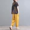 Damen Sommer 2025 Zweiteiler Übergröße: Lockeres Baumwoll-T-Shirt & Neun-Punkt-Hose