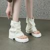 Martin Boots Women's Summer New Denim Clip Toe Pile Socks Boots European and American Style Niche Design Cool Boots Women