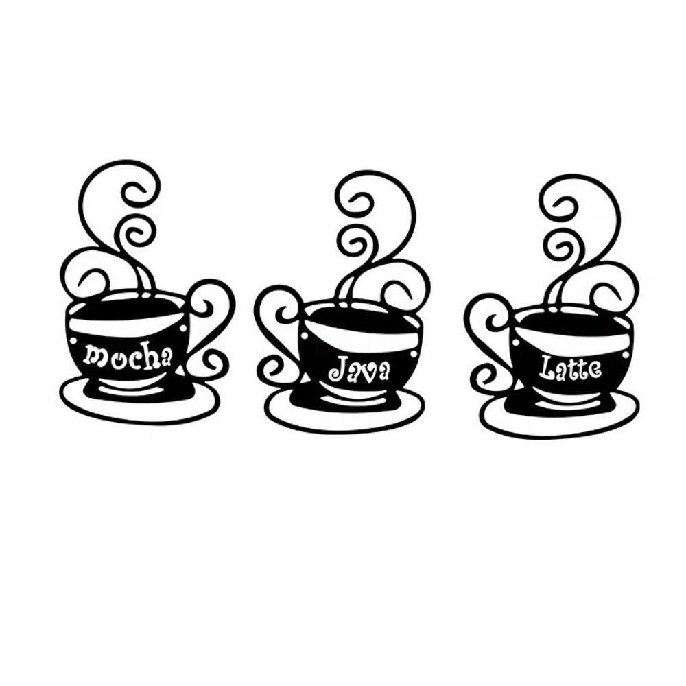 3 ks Umělecký kávový šálek Nástěnná dekorace Kovová nástěnná silueta Řemesla Závěsná na zeď Obývací pokoj