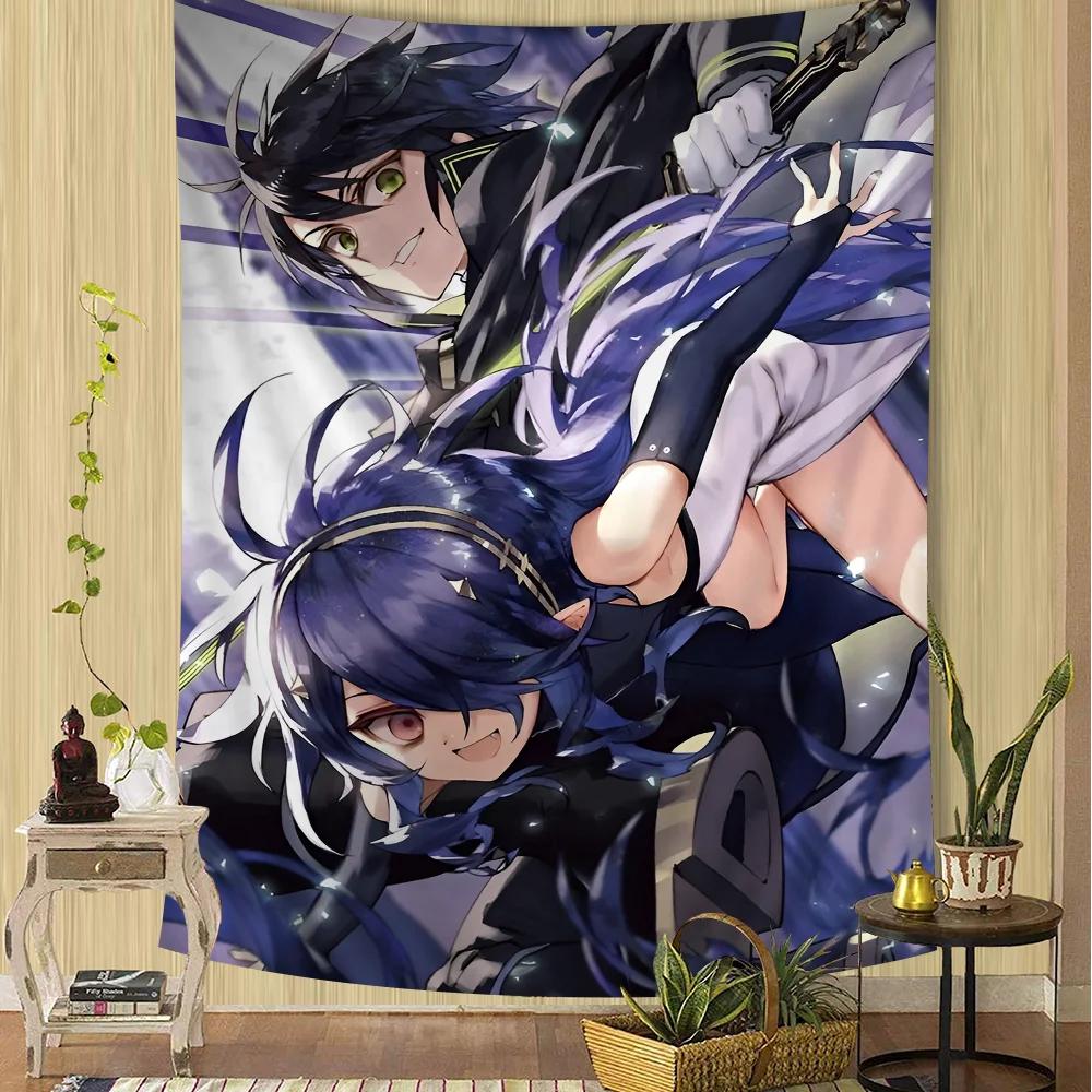 

Anime Seraph of The End Printed Large Wall Tapestry Hanging Tarot Hippie Wall Rugs Dorm Home Decor 74x94cm(29x37in)