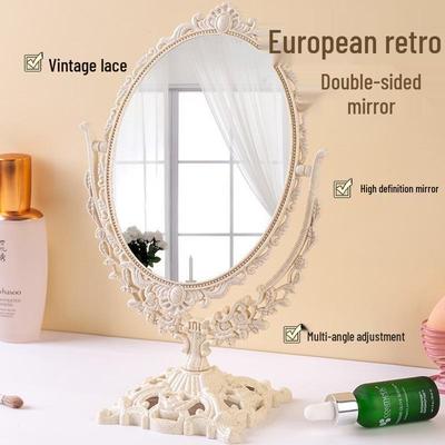 Retro Palaststil Drehbarer Kosmetikspiegel - Europäisches geschnitztes Tischdesign für den Heimgebrauch