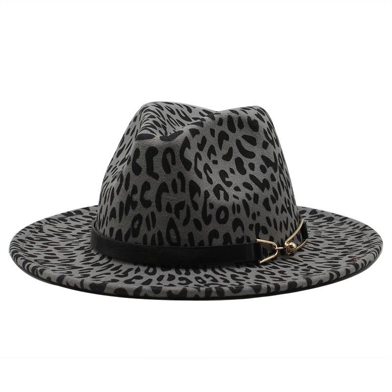 Leopard Woolen Top Hat Jazz Hat
