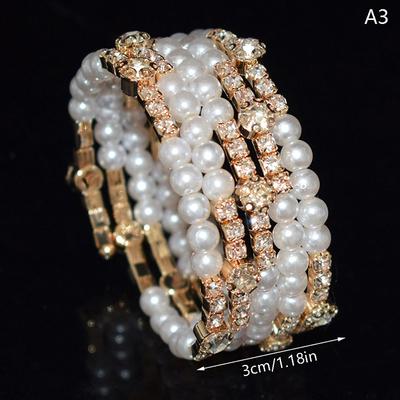 Elegantes Armband aus Kunstperlen, mehrlagig, dehnbar, Perlenarmband