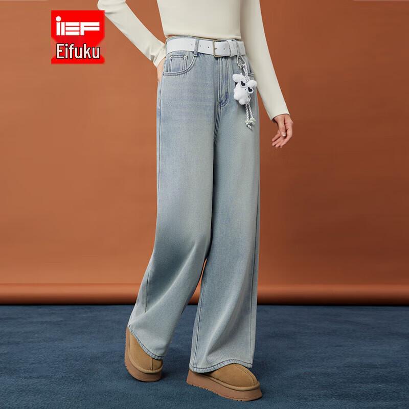 

IEF 2025 Winter Fleece-Lined Wide-Leg Jeans M