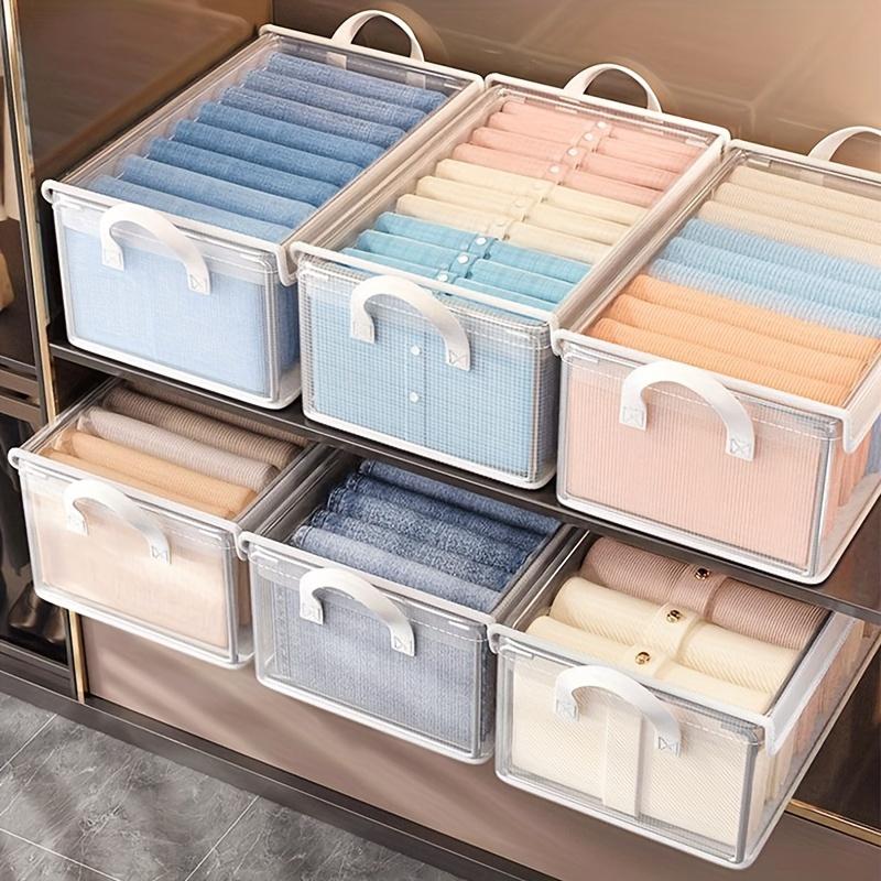 5 Stück Große PVC Aufbewahrungsbox mit Deckel Faltbar Staubdicht Kleider- und Hosen-Organizer Perfekt für Zuhause und Wohnheim, Kleideraufbewahrungsboxen, Kleidersäcke