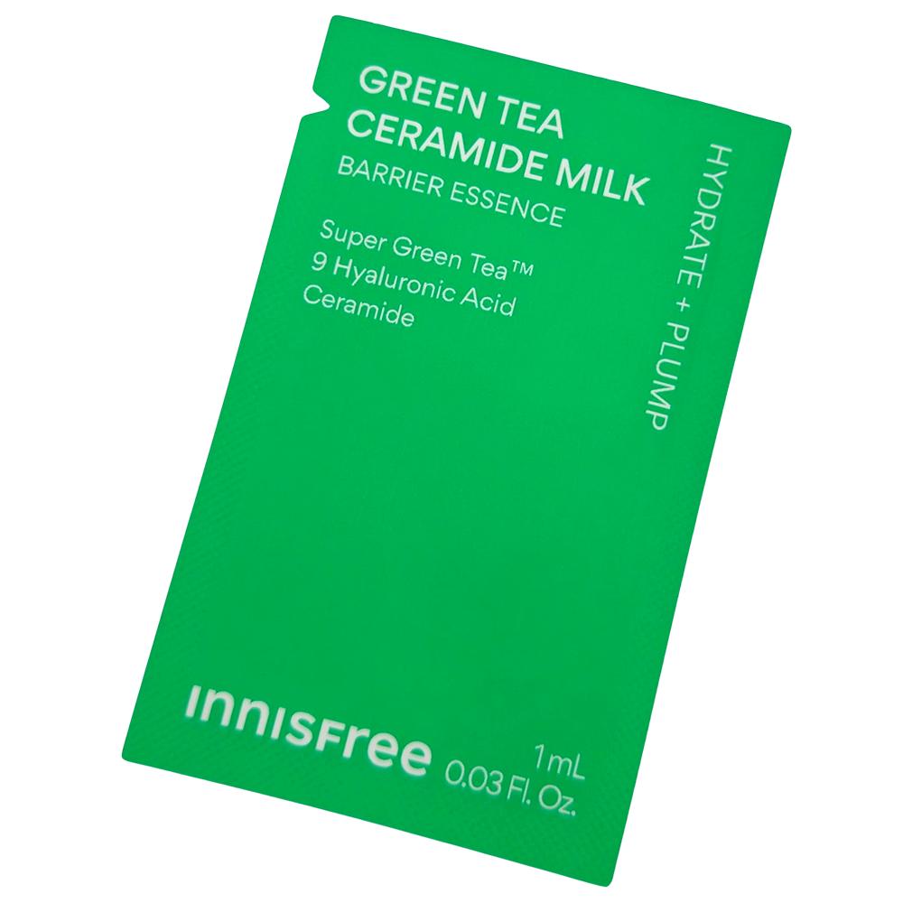 60pcs_[INNISFREE] Green Tea Ceramide Milk Barrier Essence 1ml (Sample Sachet)