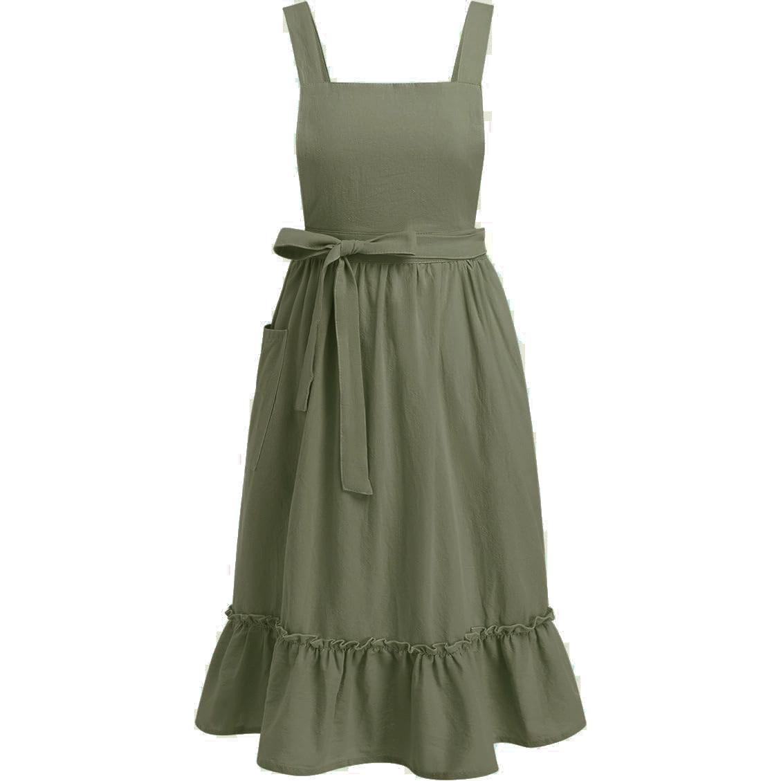 

Милый женский фартук с оборками для кофейни, флориста, сада, выпечки, дома, кухни, фартук с защитой от загрязнений 1PCS зелёный