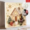 Framed Pearl Bead Art Set with Winter Christmas House DIY Sparkling Canvas Painting Relaxing Hobby Gift for Meditation Room Decoration