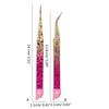 Double Ended Nail Art Tweezers for Women Stainless Steel Tweezer Straight Curved Tweezers with Silicone Pressing Head