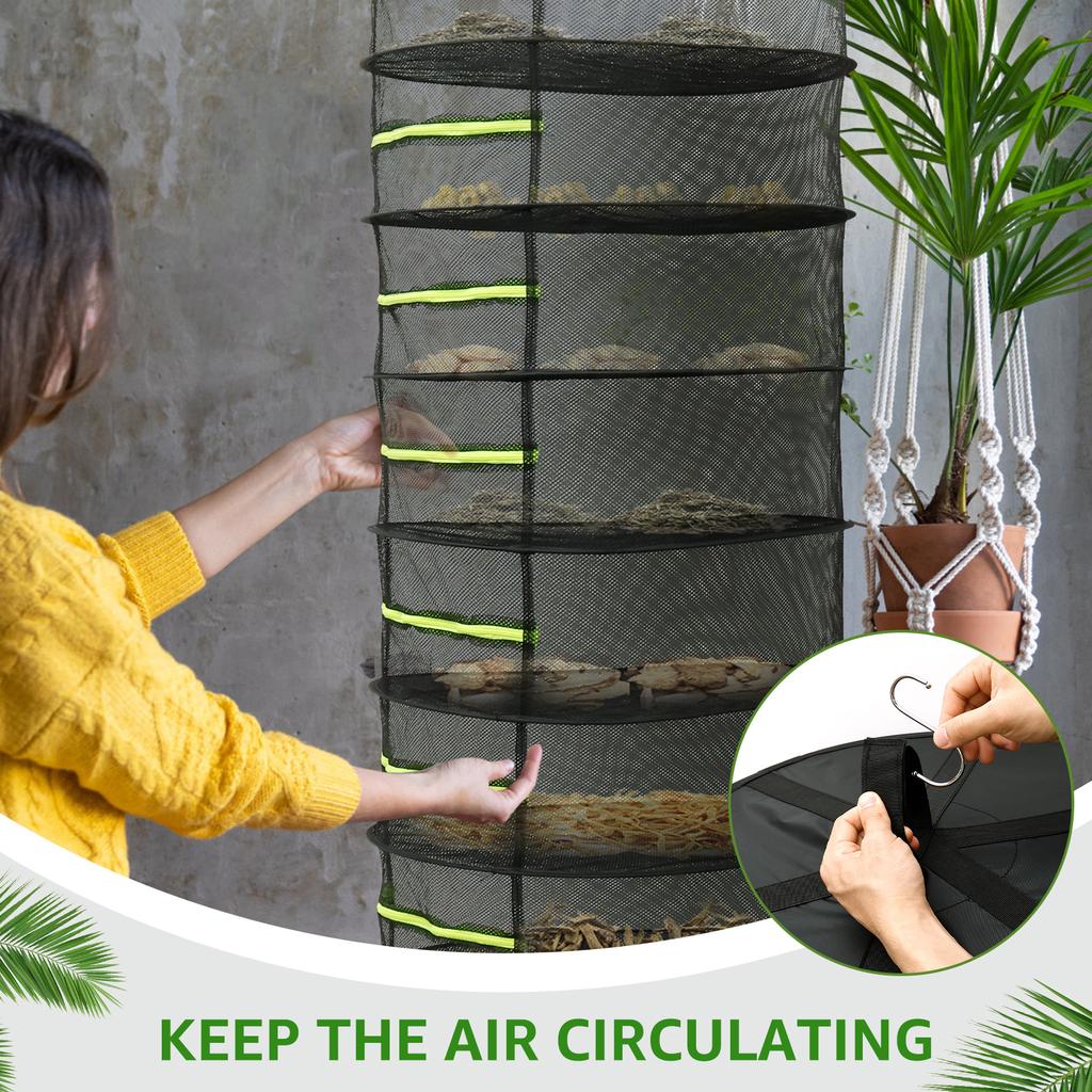 4/6/8 Layer Folding Herb Drying Rack Vegetables Flower Plant Drying Net Breathable Hanging Buds Plants Mesh Organizer