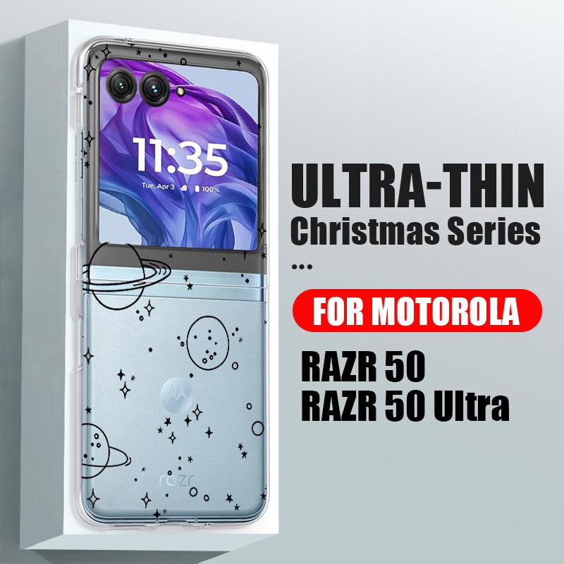 Faltbare Hülle für Motorola Razr 50 40, Astronauten-Flugzeugmuster, 2cps, ultrastoßfeste, transparente, dünne Hart-PC-Hülle