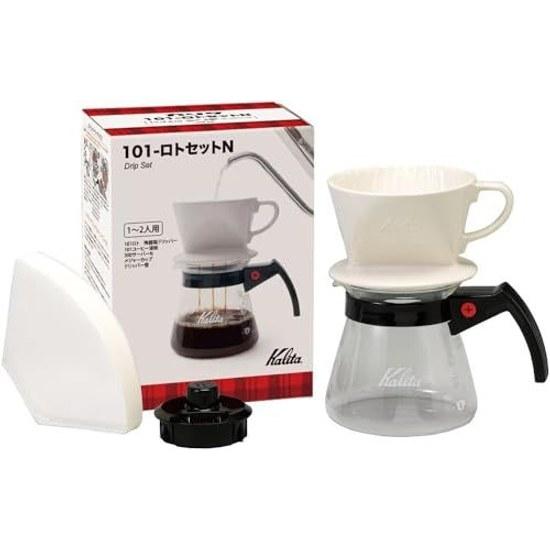 Kalita coffee drip set fast extraction speed that brings out only flavor before any off-taste develops. Three-hole dripper high thermal insulation 1-2