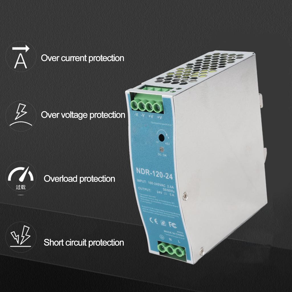 5A Rail Power Supply Rail Power Supply NDR‑120‑24 Industrial Rail Power Supply 5A 120W Rail Power Supply  AC100‑240V