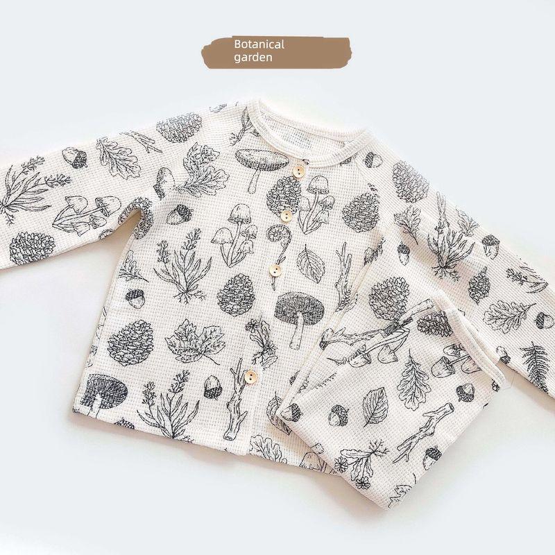 Korean-Style Children's Clothing, Same Style as Little Orange, Waffle-Patterned Baby Jumpsuit, Anti-Dirt Outdoor Wear
