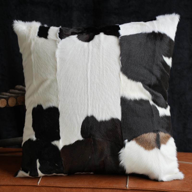 Plush Cow Print Pillowcase 50x50cm Double-sided Cushion Cover Artistic Color-block Throw Pillow Cover Home Decor