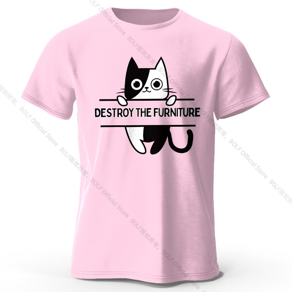 Destroy The Furniture Printed T-Shirt 100% Cotton Oversized Chaotic Graphic Tees for Men Women Summer Tops Anarchy Streetwear