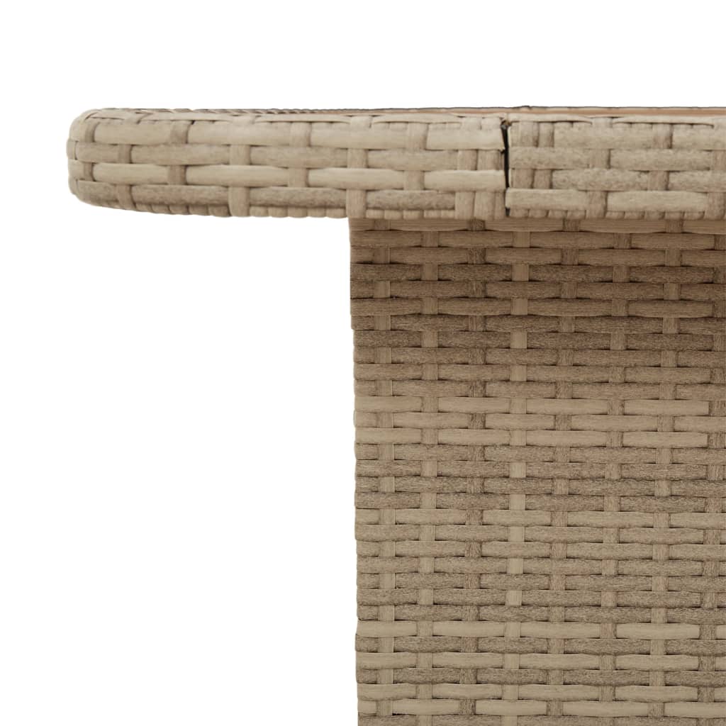 Vidaxl Stół Ogrodowy, Beżowy, 90X55X71 Cm, Polirattan I Akacja