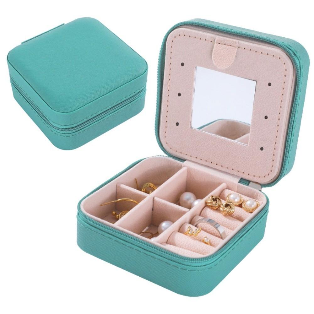 Earrings Storage Multifunctional Jewelry Storage Case With Mirror Leather Jewelry Box Portable Elegant Jewel Holder Travel Use