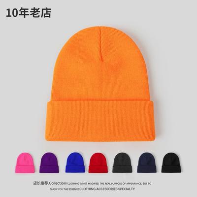 Einfarbige Strickmütze Druck O Herbst und Winter warm und kältefest vielseitig hochelastische Ärmel Kältemütze Mann