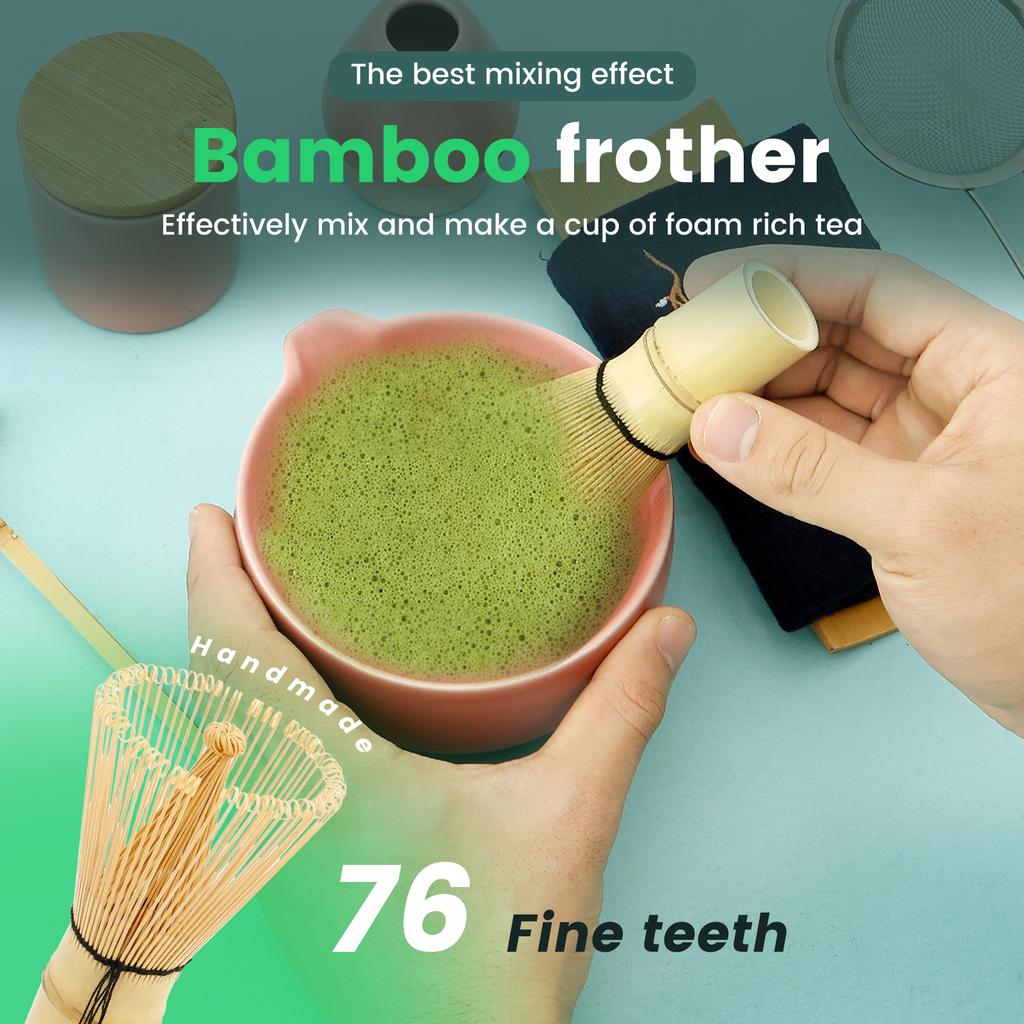 5/7/9Pcs Matcha Whisk Set Elegant Matcha Tea Set Ceramic Bowl Teaspoon Whisk Holder Powder Box Spoon Holder Tea Cloth Tea Sieve