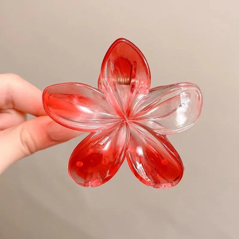 New Gradient Flower Hair Claw Clips Non-Slip Hair Clips for Women Cute Shark Clips Hawaiian Hair Flower Clip Large Plumeria
