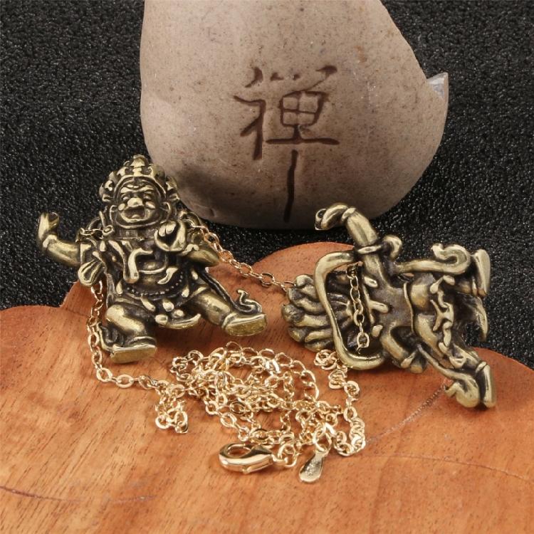 Mahakala Statue Antique Bronze Brasses Tibetan Small Hanging Ornament Sacred Protectors of Dharma Buddhism Sculpture Gift