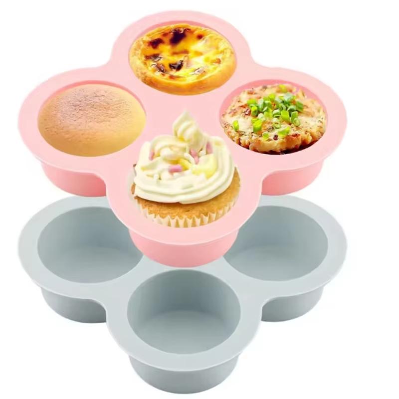 3Cavity Air Fryer Egg Mold Silicone Mold for Air Fryer Round Shape Cupcake Nonstick Silicone Muffin Hamburger Pan DIY Cooking Ba