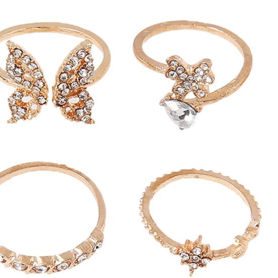 Simple Boho Rings Butterfly Flower Electroplated Elegant