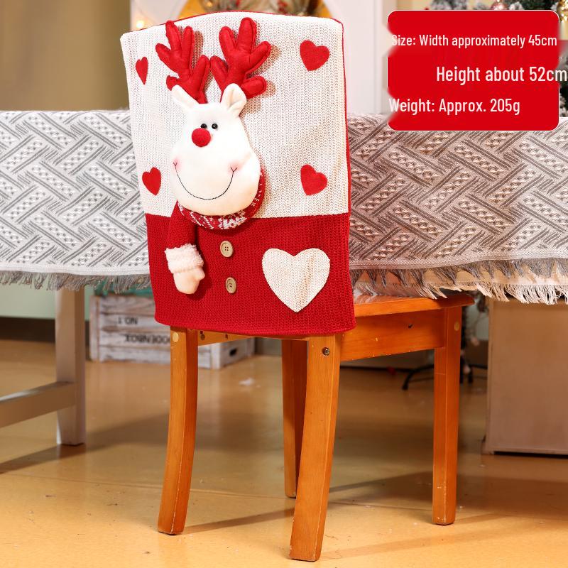 Cartoon Christmas Chair Covers: Santa, Snowman, Reindeer - Perfect for Home, Dining, Hotel, and Restaurant Decor