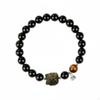 Black Volcanic Glass Bracelet Chinese Style Gemstone Wrist Jewelry for