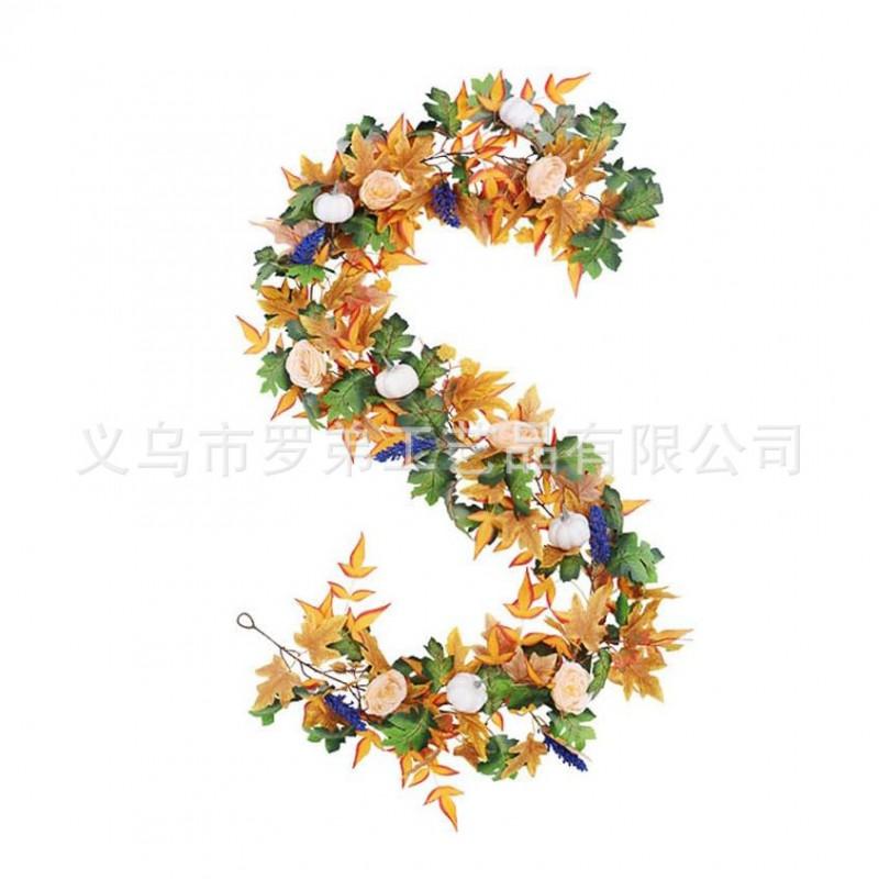 Harvest Wreath With Pumpkins Berries Vine Circle Halloween Thanksgiving Door Decor