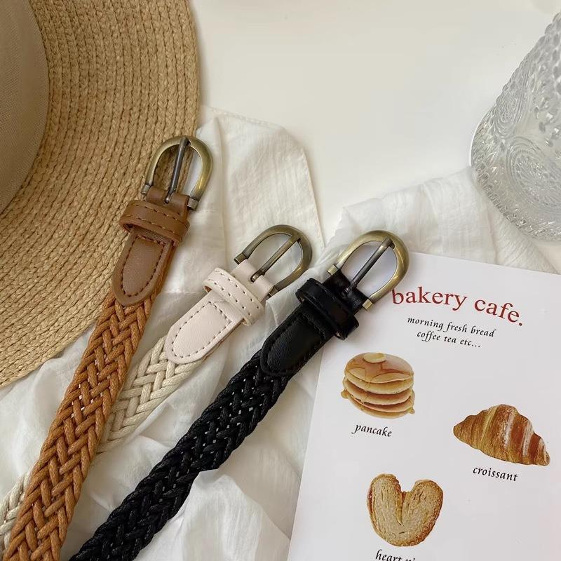 Korean Casual Wax Cord Woven Belt Ladies Waist Strap Fashion Retro Handcrafted Braided Design Adjustable Slim Decorative Daily
