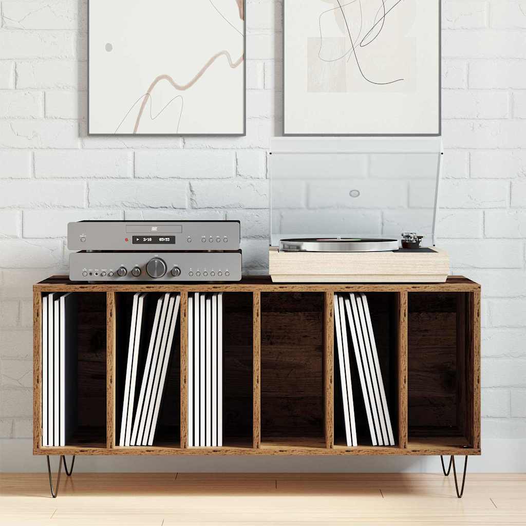 Vinyl Record Cabinet Rustic Wood Look 100 x 38 x 48 cm Engineered Wood