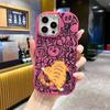 Phone case: 2D flat design suitable for iPhone 18 17 16 15 14 13 Pro protective case, couple style, orange cat back view, Christmas and Halloween gift