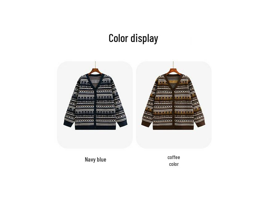 Women's Plus Size Retro Jacquard Knit Cardigan Coat – Loose Casual Winter 2025 Style