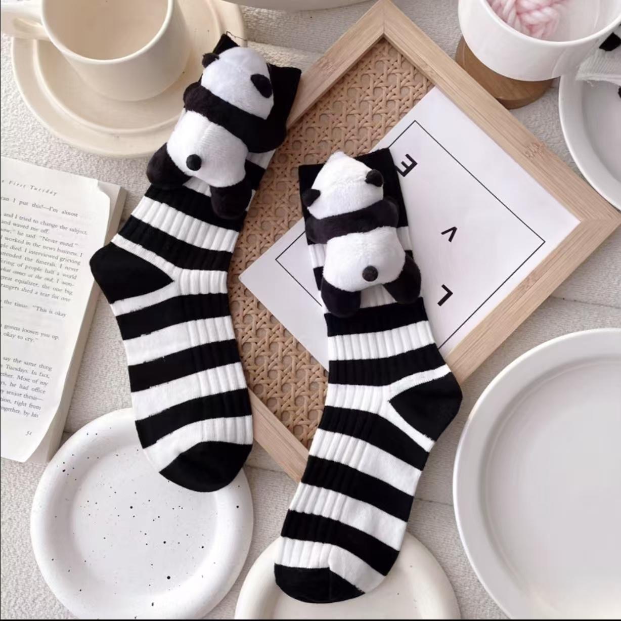 

Носки с куклами, милые и симпатичные, объемные носки с пандой, женские полоски, индивидуальность, универсальность и мода 35-41
