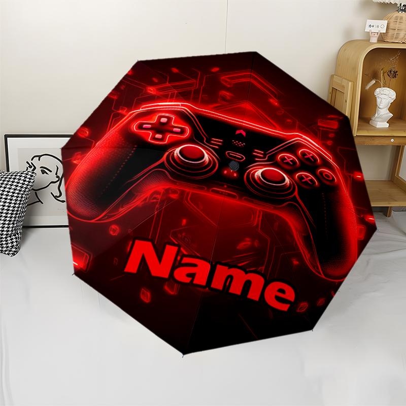 Custom Name Game Controller Theme Automatic Umbrella, Lightweight & Portable, 8 Rib, Perfect for Outdoor Travel, Birthdays, Christmas, Gifts.
