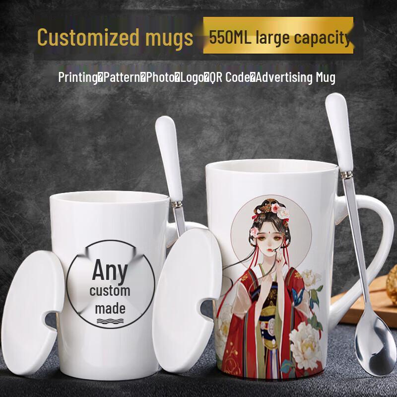 Custom Ceramic Mug with Lid and Spoon