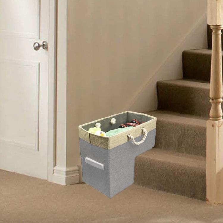 Stair Shape Storage Box Fabric Foldable Stair Basket with Cotton Rope Handle Large Capacity Household Organizers