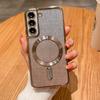 For For Samsung S24 S25 Ultra  Plating Frame Flash  Magnetic Phone Cover For For Samsung Galaxy S23 S22 Plus S21 FE Case