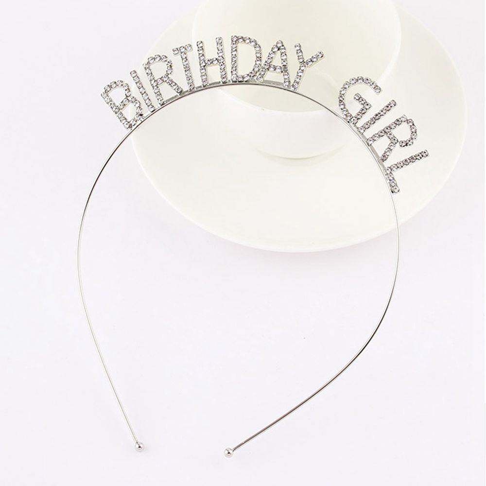 Birthday Decoration Happy Birthday Headband Rhinestone Crown Female Jewelry Korean Style Hair Hoop